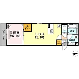 フレシールあびこ 2階1LDKの間取り