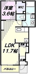 ユアーズヒル8 1LDKの間取図画像