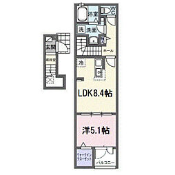 サンフィールド 2階1LDKの間取り