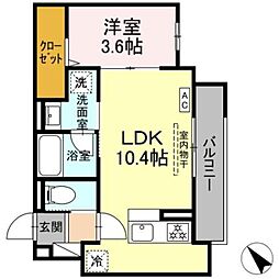 D'Bless鶴見市場 1LDKの間取図画像