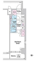コンフォリア世田谷上馬 5階1Kの間取り