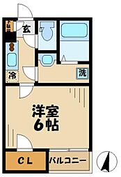 レオネクストやまゆり 1Kの間取図画像