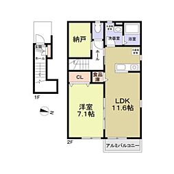 フォレストコートＣ棟 2階1SLDKの間取り