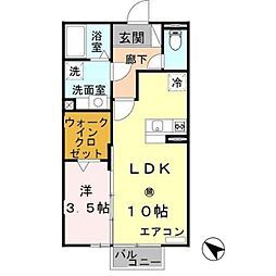 南海線 紀ノ川駅 徒歩20分の賃貸アパート 2階1LDKの間取り
