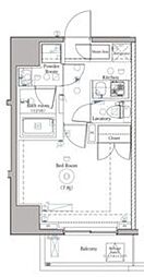 DIPS上野NORTH 2階1Kの間取り
