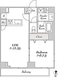ルミーク大山 1階1LDKの間取り