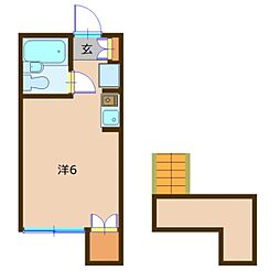 コーポ新川崎 1階ワンルームの間取り