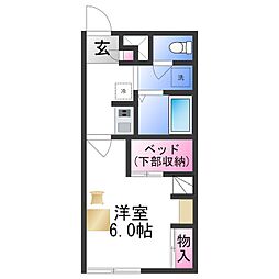 レオパレスアビデ深井 1Kの間取図画像