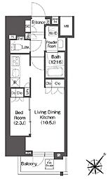 レフィールオーブ代々木 12階1LDKの間取り