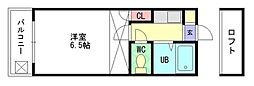室見フラッツ 1Kの間取図画像