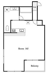井上マンション ワンルームの間取図画像