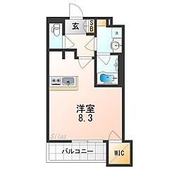 ウェルスクエア長居公園II 1階ワンルームの間取り