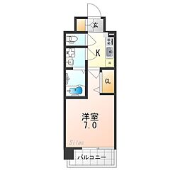 ファーストフィオーレ京都円町 4階1Kの間取り