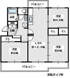 南海高野線 金剛駅 バス25分 大野台5丁目下車 徒歩7分の賃貸マンション 2階3LDKの間取り