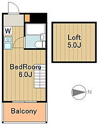 京王相模原線 京王堀之内駅 徒歩5分の賃貸マンション 5階1Kの間取り