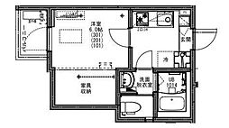 KEIAI RESIDENCE 八潮 3階1Kの間取り