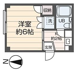 ベリルハイツ301 3階1Kの間取り