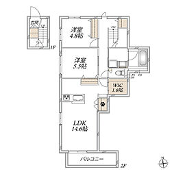 Maison de L'ecrin N 2LDKの間取図画像