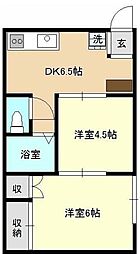 ハイツコスモス 2DKの間取図画像