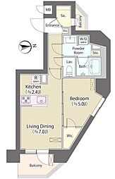 神明公園ハイツ・文京 3階1LDKの間取り