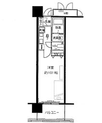 JR東海道・山陽本線 三ノ宮駅 徒歩9分の賃貸マンション 10階1Kの間取り