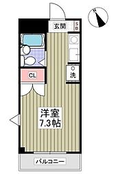 サンライズ船橋 3階ワンルームの間取り