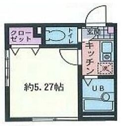 リーヴェルポート横浜WESTIII 1階1Kの間取り
