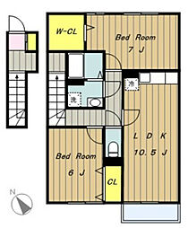 プレミール 2階2LDKの間取り