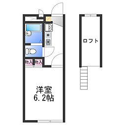 レオパレスメルツェIV 2階1Kの間取り