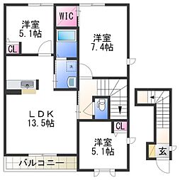 MAST　COURT秋葉II 2階3LDKの間取り