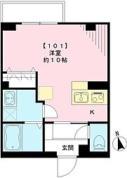 ベルセゾン ワンルームの間取図画像