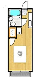 レーゲ・ハマノ 2階ワンルームの間取り