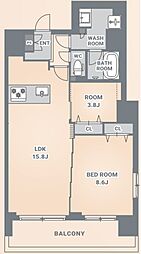 台東区下谷2丁目マンション 2LDKの間取図画像