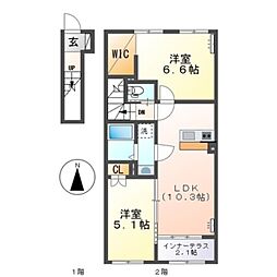 リラ・コンフィ 2LDKの間取図画像