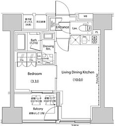 ザ・パークハビオ人形町レジデンス 1LDKの間取図画像