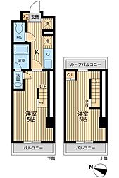 東急東横線 学芸大学駅 徒歩17分の賃貸マンション 6階2Kの間取り