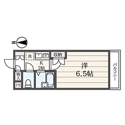 あずさ壱番館 3階1Kの間取り