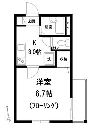 Ｆｉｎｅ　ｍａｉｓｏｎ　Ｋｏｔｏｂｕｋｉ 2階1Kの間取り