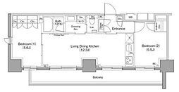 ザ・パークハビオ巣鴨 9階2LDKの間取り