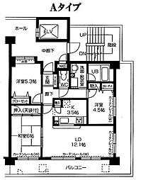 シャルマン 2階3LDKの間取り
