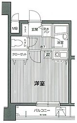 東京メトロ副都心線 雑司が谷駅 徒歩2分の賃貸マンション 4階ワンルームの間取り