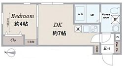 creal住吉 1DKの間取図画像