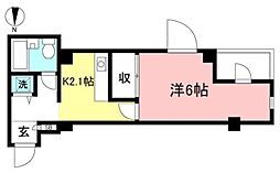 JR中央線 三鷹駅 徒歩14分の賃貸マンション 4階1Kの間取り