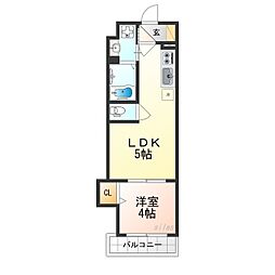 AXIA M-City大阪瑞光 1LDKの間取図画像