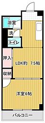 盛伸マンション 3階1LDKの間取り