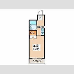 前野ガーデニア 1階1Kの間取り