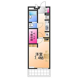 レオパレスのぞみ 3階1Kの間取り