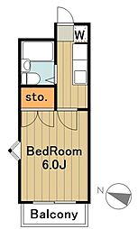 京王相模原線 京王堀之内駅 徒歩13分の賃貸アパート 2階1Kの間取り