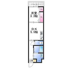 ダイバーシティ大久保中 1DKの間取図画像