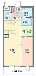 レジデンスノーブル 1階1LDKの間取り